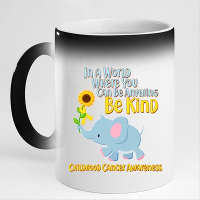 Be Kind Childhood Cancer Awareness 11oz Black Color Changing Mug