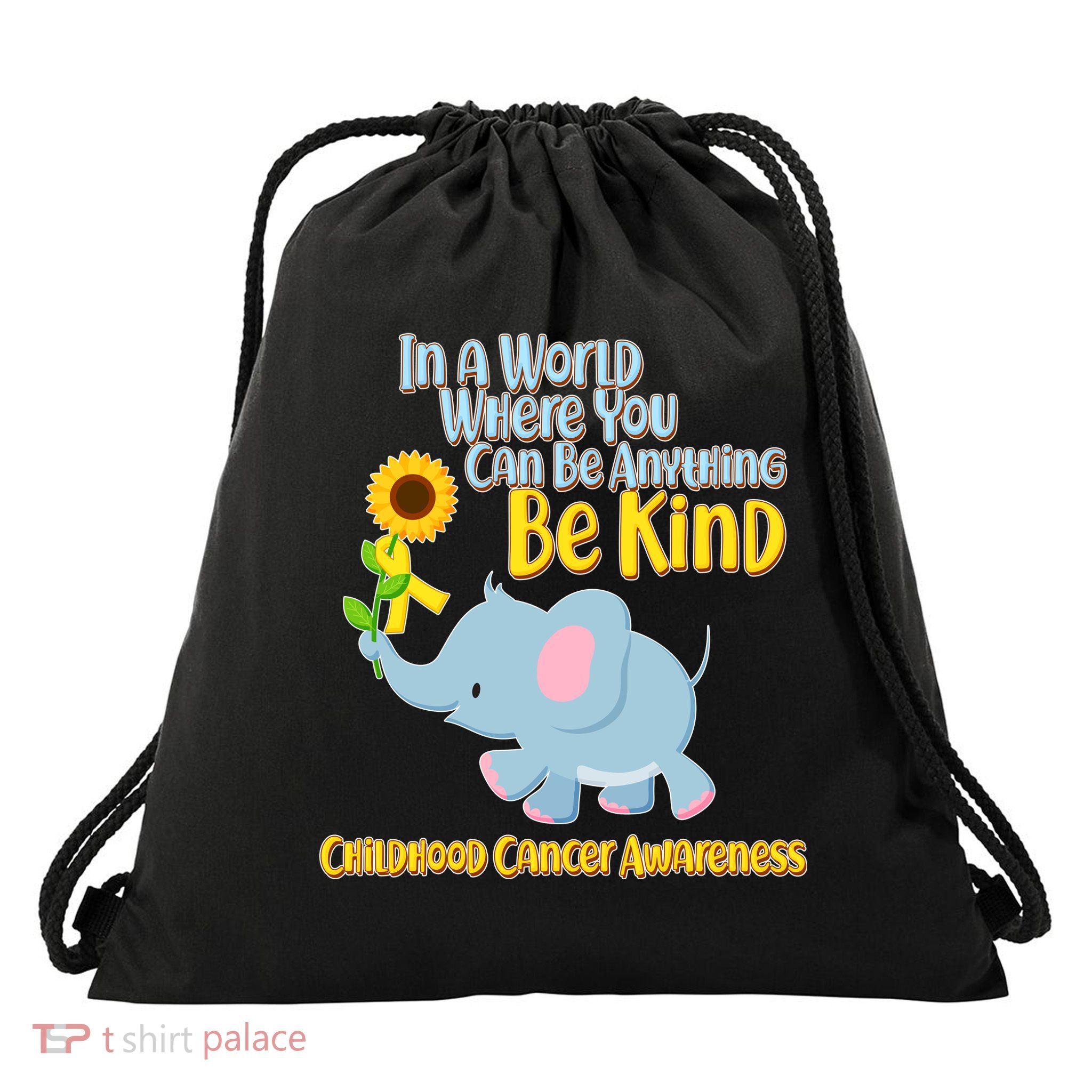Be Kind Childhood Cancer Awareness Drawstring Bag