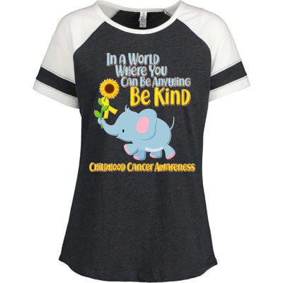 Be Kind Childhood Cancer Awareness Enza Ladies Jersey Colorblock Tee