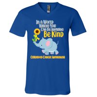 Be Kind Childhood Cancer Awareness V-Neck T-Shirt