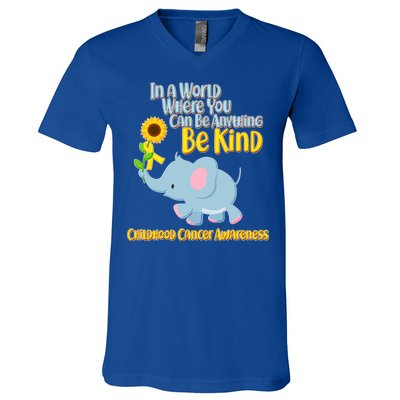 Be Kind Childhood Cancer Awareness V-Neck T-Shirt