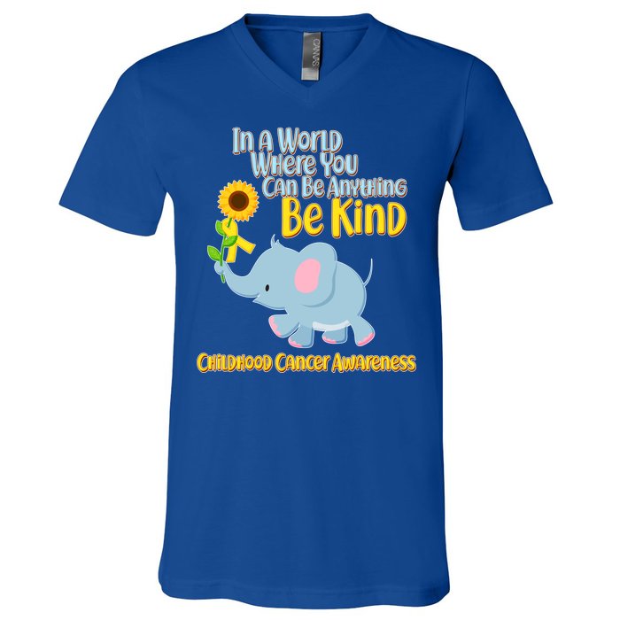 Be Kind Childhood Cancer Awareness V-Neck T-Shirt