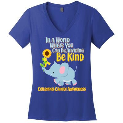 Be Kind Childhood Cancer Awareness Women's V-Neck T-Shirt