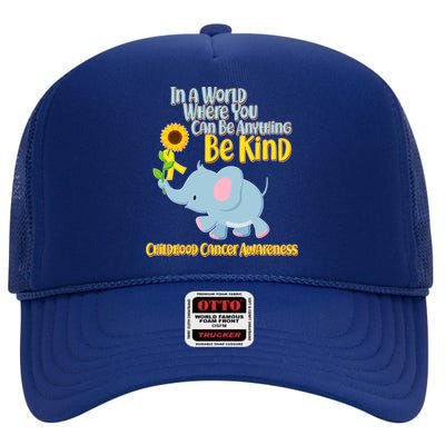 Be Kind Childhood Cancer Awareness High Crown Mesh Back Trucker Hat