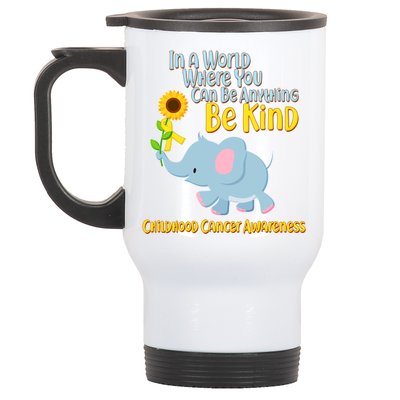 Be Kind Childhood Cancer Awareness Stainless Steel Travel Mug