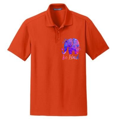 Be Kind Colorful Painted Elephant Dry Zone Grid Polo