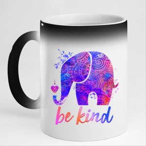 Be Kind Colorful Painted Elephant 11oz Black Color Changing Mug