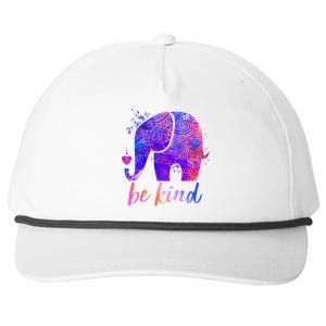 Be Kind Colorful Painted Elephant Snapback Five-Panel Rope Hat