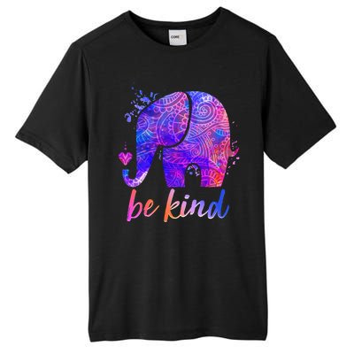 Be Kind Colorful Painted Elephant Tall Fusion ChromaSoft Performance T-Shirt