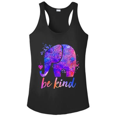 Be Kind Colorful Painted Elephant Ladies PosiCharge Competitor Racerback Tank