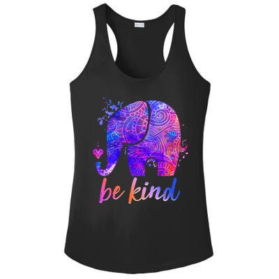 Be Kind Colorful Painted Elephant Ladies PosiCharge Competitor Racerback Tank