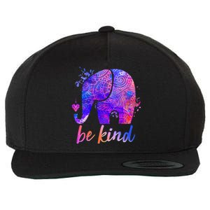 Be Kind Colorful Painted Elephant Wool Snapback Cap