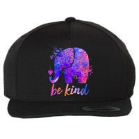 Be Kind Colorful Painted Elephant Wool Snapback Cap