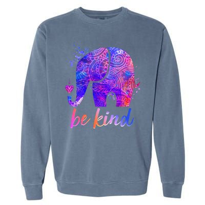 Be Kind Colorful Painted Elephant Garment-Dyed Sweatshirt