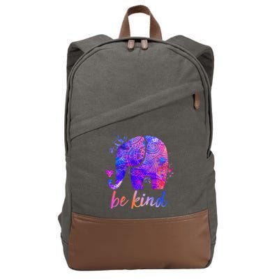 Be Kind Colorful Painted Elephant Cotton Canvas Backpack