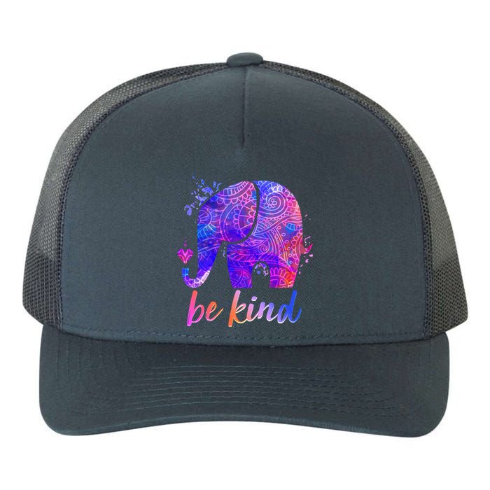 Be Kind Colorful Painted Elephant Yupoong Adult 5-Panel Trucker Hat