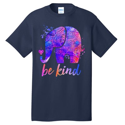 Be Kind Colorful Painted Elephant Tall T-Shirt