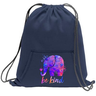 Be Kind Colorful Painted Elephant Sweatshirt Cinch Pack Bag