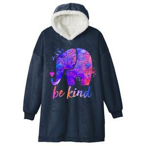 Be Kind Colorful Painted Elephant Hooded Wearable Blanket