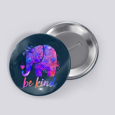 Be Kind Colorful Painted Elephant Button