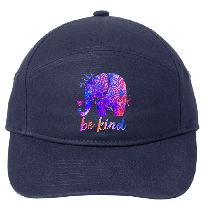 Be Kind Colorful Painted Elephant 7-Panel Snapback Hat