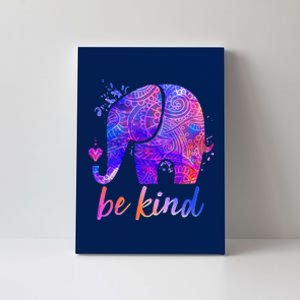 Be Kind Colorful Painted Elephant Canvas