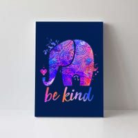 Be Kind Colorful Painted Elephant Canvas