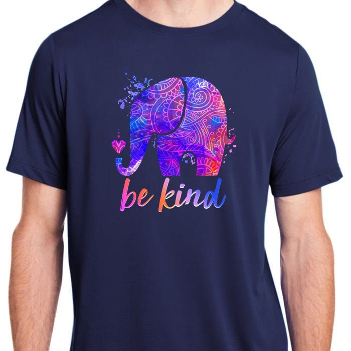 Be Kind Colorful Painted Elephant Adult ChromaSoft Performance T-Shirt