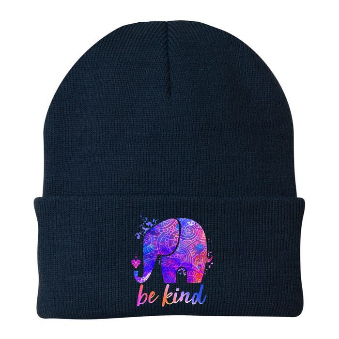 Be Kind Colorful Painted Elephant Knit Cap Winter Beanie