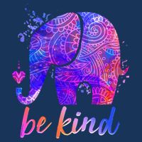 Be Kind Colorful Painted Elephant Drawstring Bag