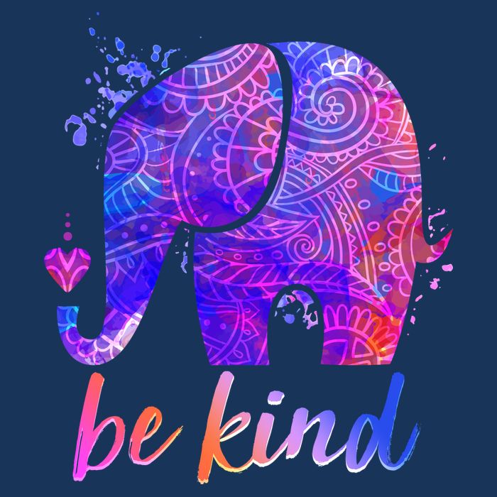 Be Kind Colorful Painted Elephant Drawstring Bag