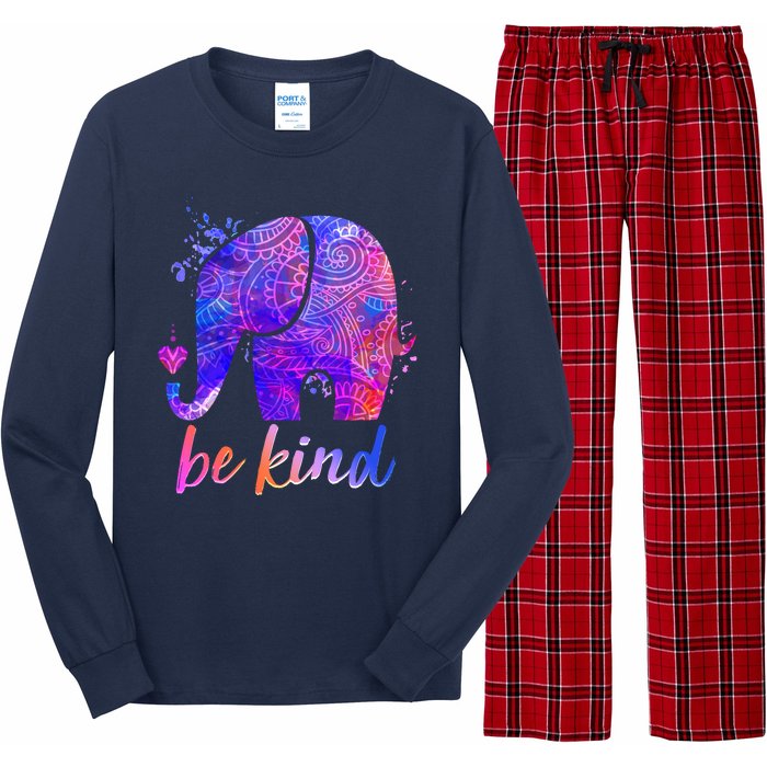 Be Kind Colorful Painted Elephant Long Sleeve Pajama Set