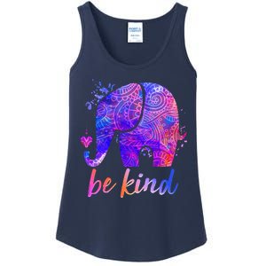 Be Kind Colorful Painted Elephant Ladies Essential Tank