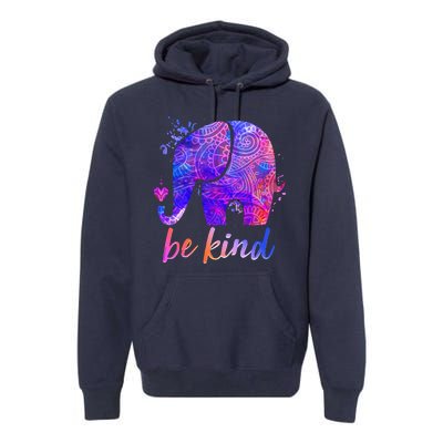 Be Kind Colorful Painted Elephant Premium Hoodie