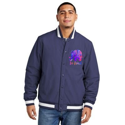 Be Kind Colorful Painted Elephant Insulated Varsity Jacket