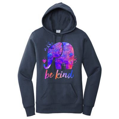 Be Kind Colorful Painted Elephant Women's Pullover Hoodie