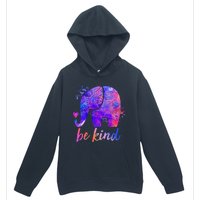 Be Kind Colorful Painted Elephant Urban Pullover Hoodie