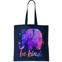 Be Kind Colorful Painted Elephant Tote Bag