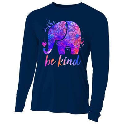 Be Kind Colorful Painted Elephant Cooling Performance Long Sleeve Crew