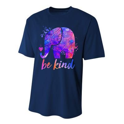 Be Kind Colorful Painted Elephant Performance Sprint T-Shirt