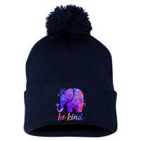 Be Kind Colorful Painted Elephant Pom Pom 12in Knit Beanie