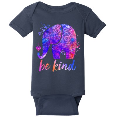 Be Kind Colorful Painted Elephant Baby Bodysuit