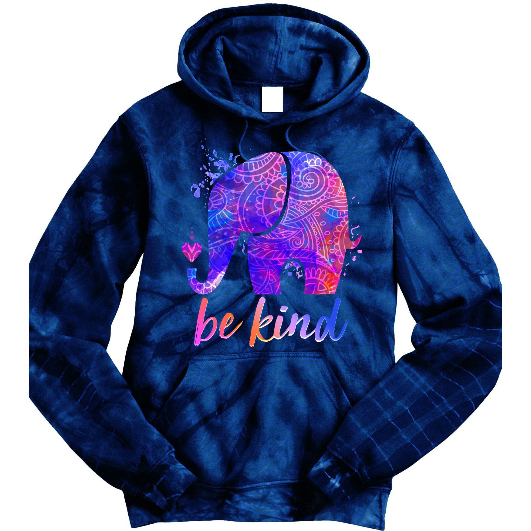 Be Kind Colorful Painted Elephant Tie Dye Hoodie