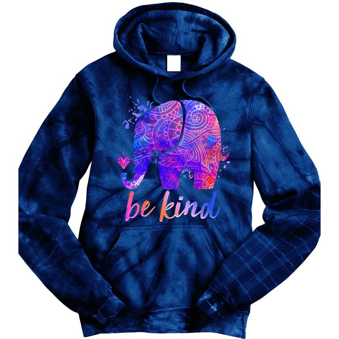 Be Kind Colorful Painted Elephant Tie Dye Hoodie