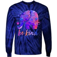 Be Kind Colorful Painted Elephant Tie-Dye Long Sleeve Shirt