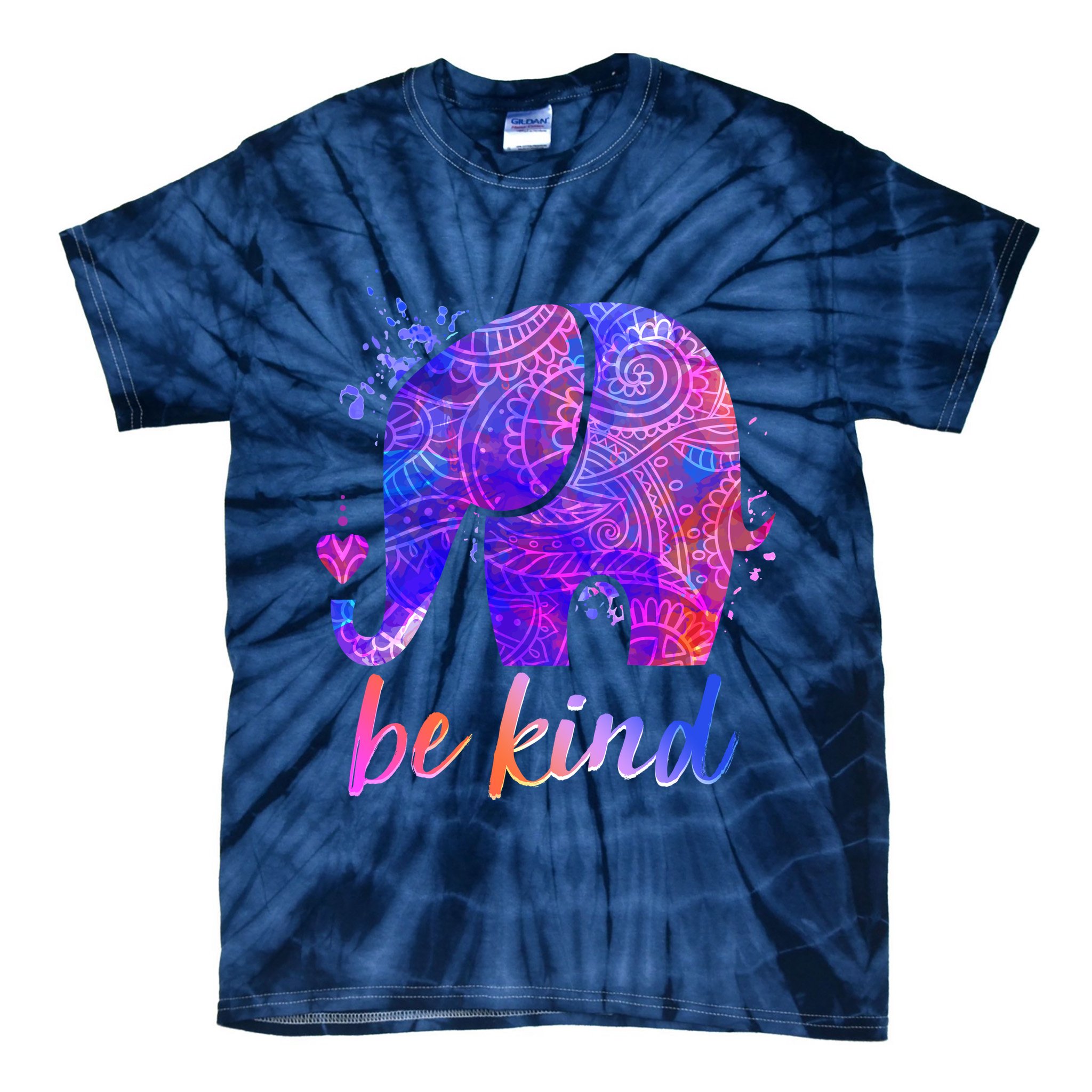 Be Kind Colorful Painted Elephant Tie-Dye T-Shirt
