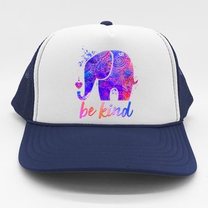 Be Kind Colorful Painted Elephant Trucker Hat