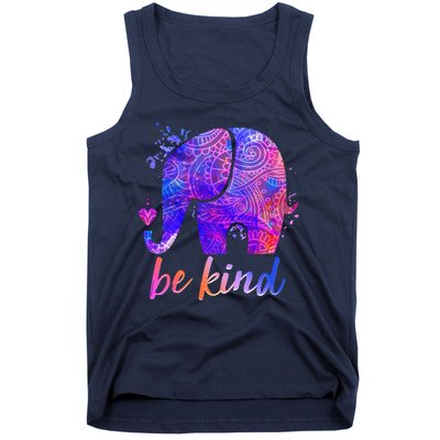 Be Kind Colorful Painted Elephant Tank Top