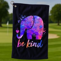 Be Kind Colorful Painted Elephant Golf Towel