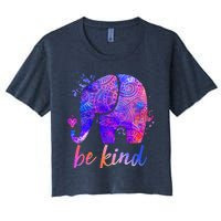 Be Kind Colorful Painted Elephant Women's Crop Top Tee